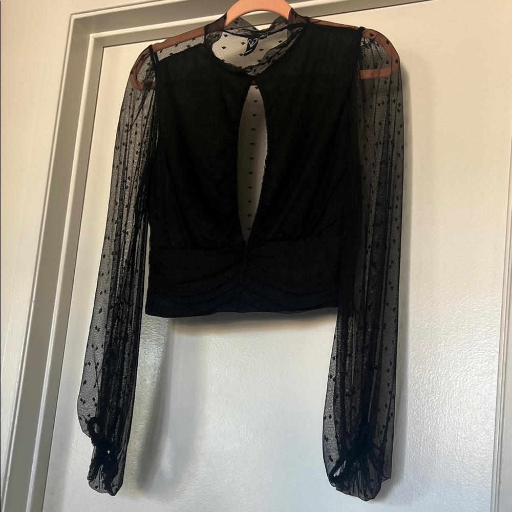 Windsor Black Sheer Sleeve Blouse